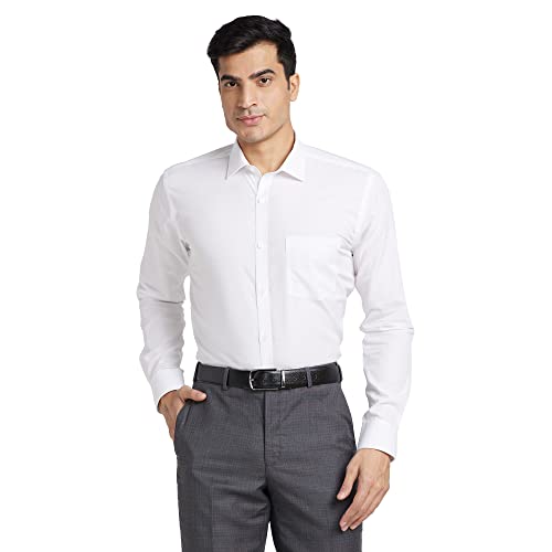 Image of Park Avenue Men's Pure Cotton Solid Pattern Slim Fit Semi Cutaway Collar Full Sleeve Formal Shirt