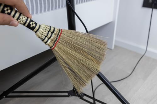 Image of - Small Whisk Broom Handheld Brush Whisks Away Dust, Dirt & Debris Brush Head 9.5-11 inch L with Nylon Hanger for Easy Storage Perfect for Inddor Outdoor and Car