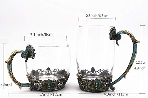Tea Cup Coffee Mug Cups, Classical Glass Tea Cup, Unique Personalized Birthday Present Ideas for Women Grandma Mom Teachers Hot Beverages 12/13OZ,Pair-2