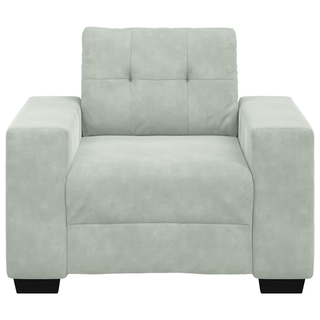 Sillón acolchado de terciopelo, gris, 100 x 78 x 80 cm, con estructura robusta, para salón y oficina, cómodo sofá relajante para relajarse y leer