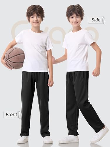 4 Pack Boys Mesh Lightweight Sweatpants, Thin Open Bottom Athletic Sweat Pants for Boys with Pockets and Drawstring4