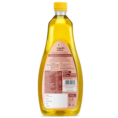Image of Organic Tattva Cold Pressed Groundnut Oil 1 Litre | Organic Peanut Oil | Unrefined Edible Oil for Healthy Cooking | Natural Cold Press Oil (Pack of 3)