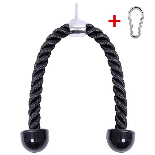 Luss Custom 27-inch Length Tricep Rope Pull Down Fitness Cable Attachment with Stainless Steel Snap Hook (27-inch)