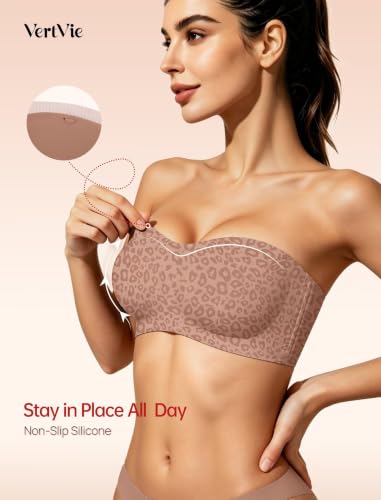 Image of Vertvie Womens Strapless Bra Jelly Push Up Seamless Bandeau Bra Wireless Non Slip Silicone Tube Top Bras Padded Bralette