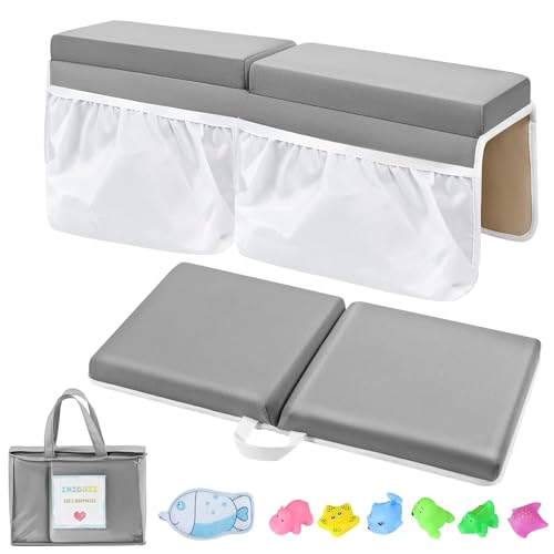 Image of INIGGII Bath Kneeler and Elbow Rest Pad for Baby Bath Essentials - Comfortable Baby Bath Kneeler -Non Slip Kneeling Pad -Quick Drying - 6 Suction Cups- Ideal for Bath Toy Storage