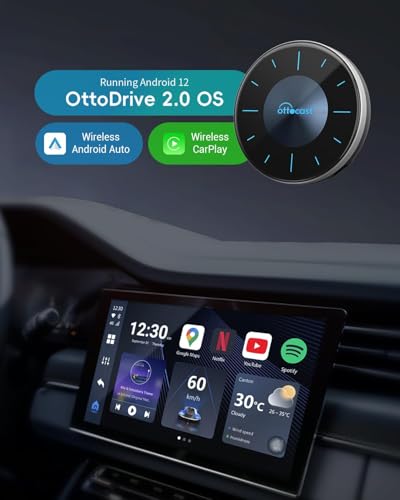 Image of OTTOCAST Picasso Plug and Play CarPlay AI Box, P3 OttoAiBox Wireless CarPlay & Android Auto Adapter, 8GB+128GB Android 12, HDMI Output, GPS, Video Viewing YouTube, Netflix, Tiktok