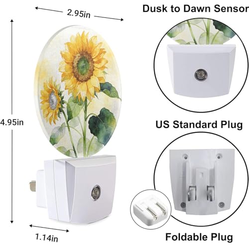 Image of Sunflower Night Light Life is Better with Friends Friendship Plug-in Nightlight Energy Saving 0.5W LED Lighting for Boys Girls Men Women