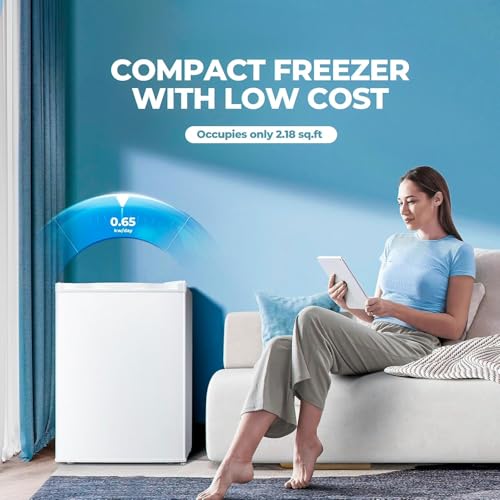 Image of Electactic 2.1 Cu.ft Small Freezer, Mini Upright Freezer with 7 Adjustable Thermostat, Removable Shelves, Reversible Single Door, for Bedroom /Home /Dorms /Apartment (White)