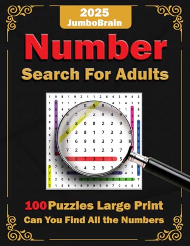 Number search for adults: 100 puzzles Large print - Can You Find All the Numbers