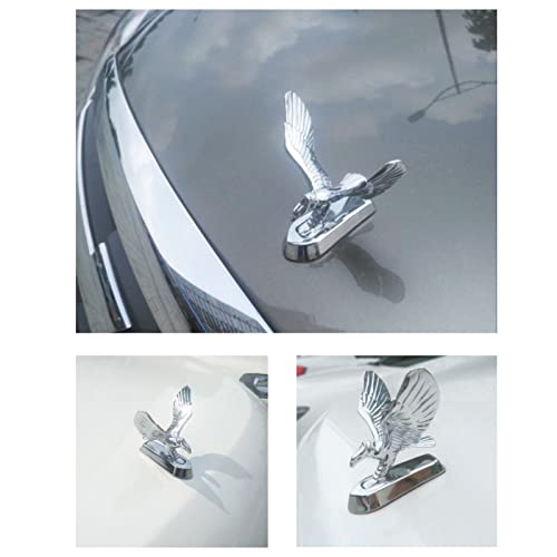 Image of 3D Emblem Eagle Hood Ornament Car Front Bonnet Metal Chrome Decal Sticker Badge for Truck Vehicle Auto (Chrome Sliver)