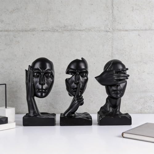 Set de 3 estatuas pensador figura decorativa de resina miniatura 2