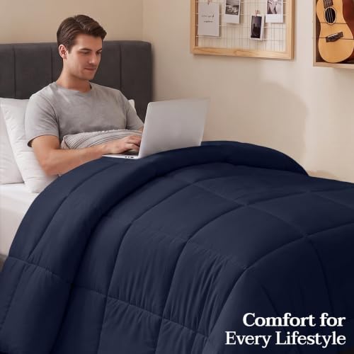 Image of Utopia Bedding Twin Comforter, Duvet Insert, Navy, 64 x 88 Inches
