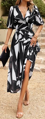 Image of Sister Amy Women's Boho Floral Print Square Neck Beach Party Flowy Ruffle Midi Dress