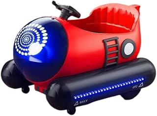 سيارة ركوب كهربائية بنمط الفضاء للأطفال، دوران 360 درجة، مصابيح أمامية وجانبية، توفر تحكم كامل للطفل (أحمر)