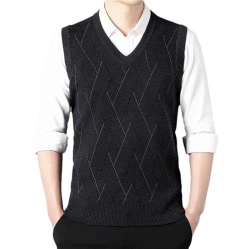 Dninmim Men's Thickened Casual Sweater Vest Striped Sleeveless Warm V-Neck Tank Top Waistcoat