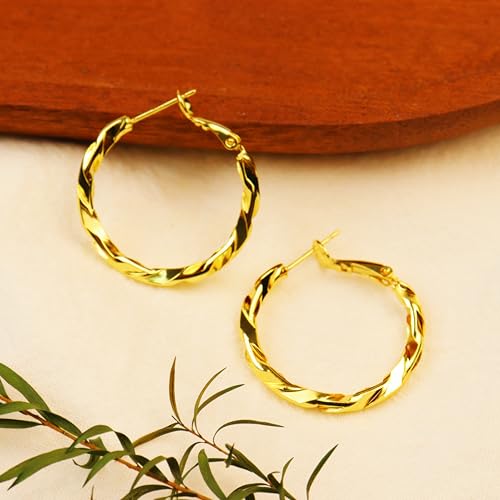 ToHeart Twisted Hoop Earrings for Women Gold Hoop Earrings Hypoallergenic3
