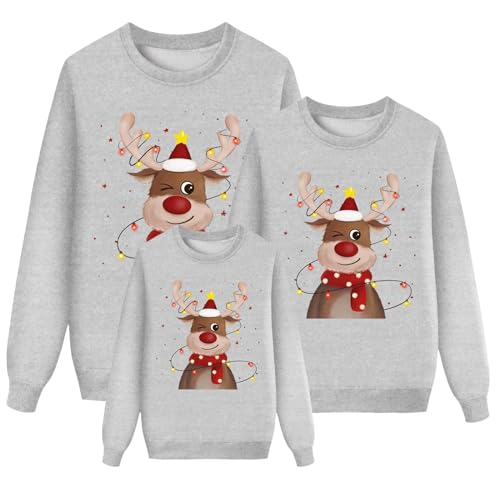 Genérico Sudadera Navideñas Familiares - Suéter Familia Invierno Jersey Familia Invierno Unisex Navideño Familiar Manga Larga Pullover Mujer Hombre Niño Niña Chica Chico Blusas Cuello Redondo Tops#19