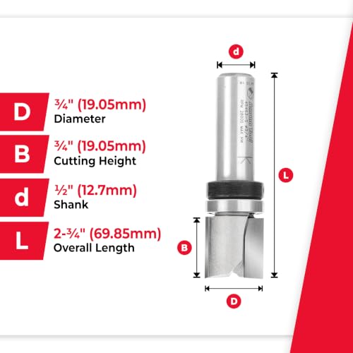 Image of Amana Tool 45463-S Carbide Tipped Flush Trim Plunge Template Router Bit 3 /4 Dia x 3 /4 Inch x 1 /2 Shank with Upper Ball Bearing
