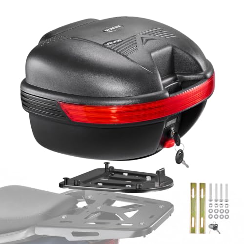 VEVOR Baúl para Moto 30 L, Maleta Trasera para Motocicleta de PP, Negro