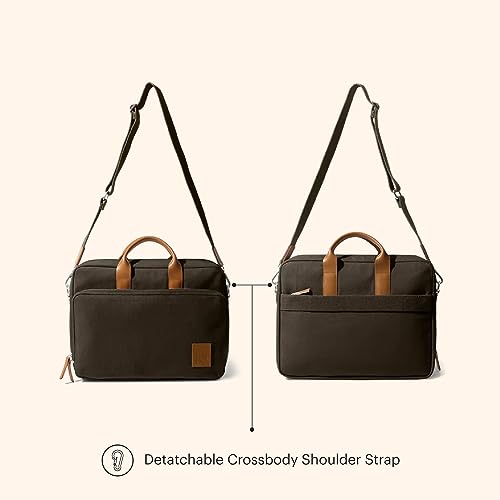 Image of DailyObjects 100% Cotton Canvas Commute Laptop Messenger Bag (19L) for Men & Women | Travel Shoulder With Trolley Sleeve | Metal Zip Closure | Leather Handles | Padded Laptop Compartment For 16 inch