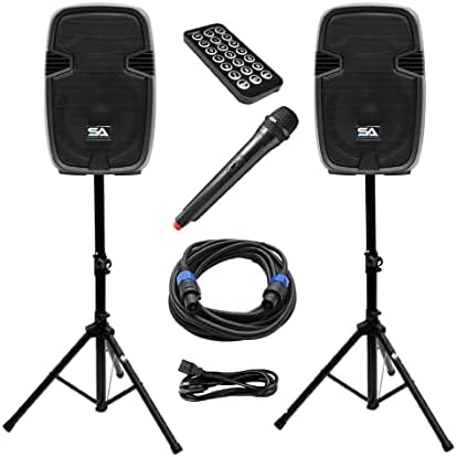 Seismic Audio Speakers Pair of Active 12 Inch PA Speaker System, Tailgate Karaoke Speaker, Bluetooth Compatible
