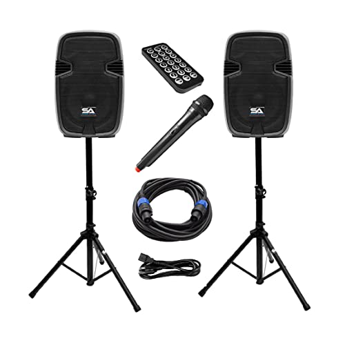 Seismic Audio Speakers Pair Of Active 12 Inch Pa Speaker System, Tailgate Karaoke Speaker, Bluetooth Compatible #TOP27