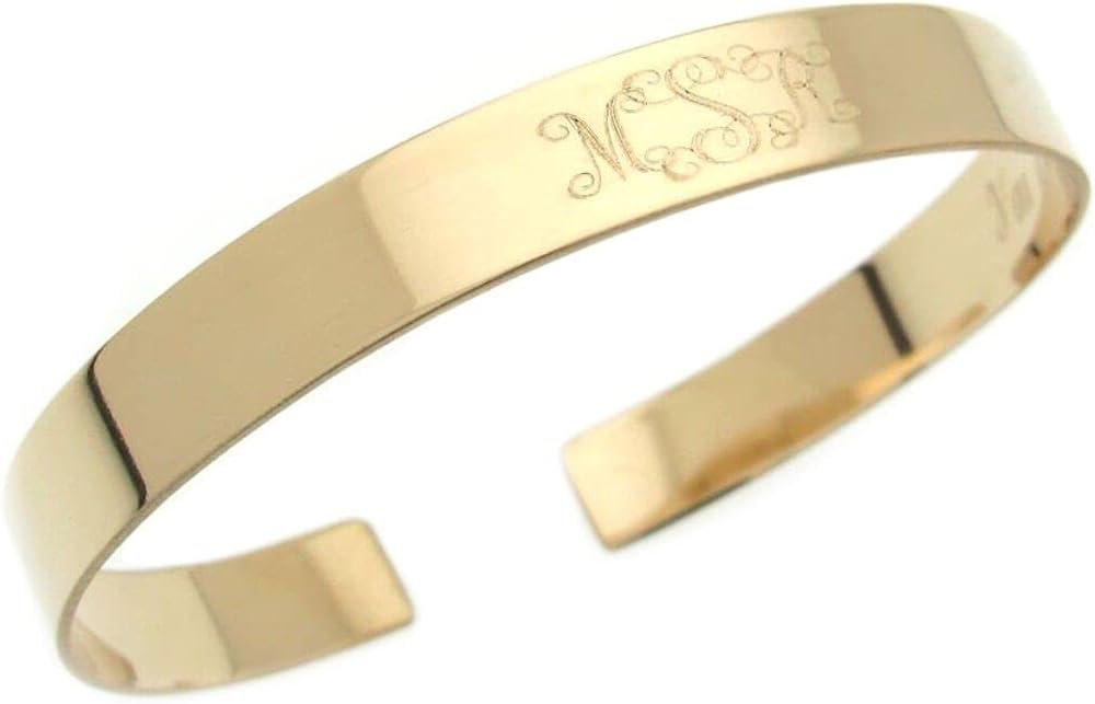 Monogram Gold Bracelet - Monogramed Cuff bracelet - Custom engraved Letters Bracelet - Personalized gifts - Bridesmaid gift - Birthday Gift for her - Initials Bracelet - Polished cuff bracelet