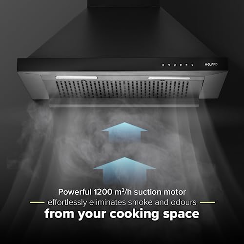 Image of V-Guard P10 60 cm Chimney for Kitchen | 1200 m /h High Suction Power | Filterless | One-Press Heat Auto-Clean | Energy-Efficient LED Lights | Low Noise | Easy-to-Clean Panel | Free Cleaning Contract