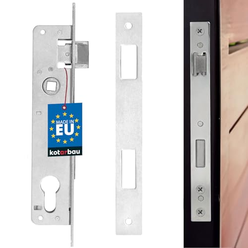 KOTARBAU® Serrure à Larder 90/20 mm, DIN Droite et Gauche, pour Porte, à Cylindre profilé et à Cadre Tubulaire, avec Contre-Plaque, en Acier galvanisé,...