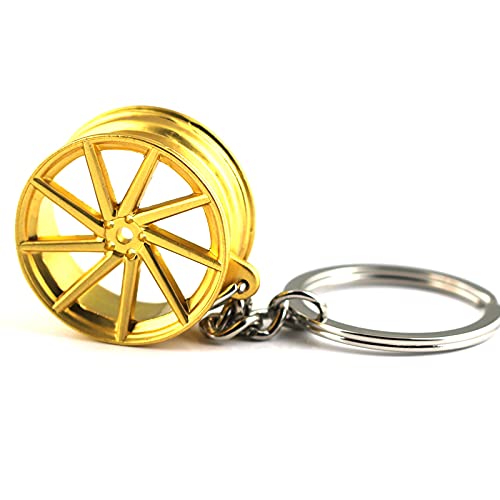 Image of maycom Creative Hot Auto Part Model Wheel Rim Tyre Keychain Keyring Key Chain Ring Keyfob (Golden)