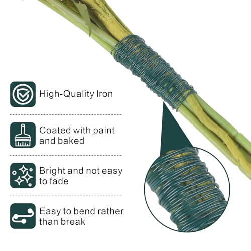 3 pack 110 yards green floral wire 22 gauge with wire cutter ideal for crafts christmas wreaths tree garland amp floral arrangements