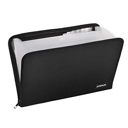 JUNDUN Document Organizer,A4 Size Fireproof and Waterproof Expanding File Folder with 13 Pockets,Silicone Coated Portable File Organizer