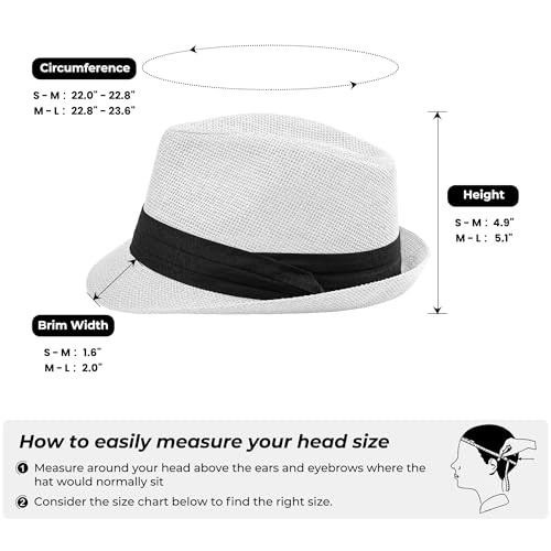 Image of Straw Trilby Fedora Hat for Men Women 1920s Panama Hat Short Brim Summer Beach Sun Hat with Band