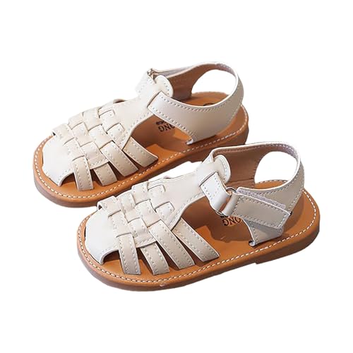 IWIHMIV Girls Sandals Summer Close Toe Breathable Non Slip Flat Soft Bottom Shoes Casual Beach Lightweight Sandals