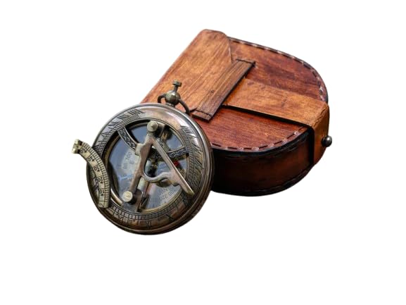 Brújula de latón personalizada con reloj de sol vintage, incluye caja de madera grabada, regalo único para hombres miniatura 1