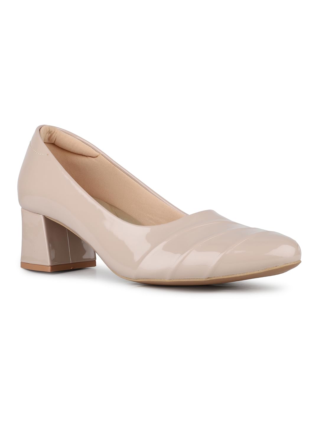 inc.5 Womens Women Nude Casual Solid Pointed Block Heel Pumps Pump-picture-52