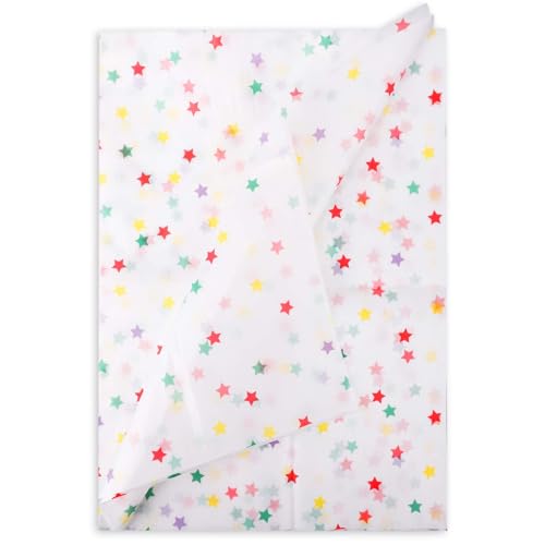 30 Star Sheets, 50x70cm Gift Wrapping Paper - Colorful Star Pattern Decorative Tissue for Christmas, Wedding, Birthday Parties & DIY Crafts