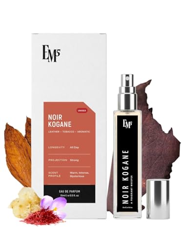 Image of EM5 Noir Kogane Unisex Perfume | Eau de Parfum Spray for Men & Women | Leather Tobacco Warm & Spicy | Luxury Gift for Him /Her | 15 ml