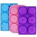 3 Pcs Cake Muffin Mooncake Silicone Molds, FineGood Flower-Shaped Pans for Making Jelly Pudding Cookies Chocolate, DIY Handmade Soap Trays, 6-Cavity - Purple, Blue, Pink