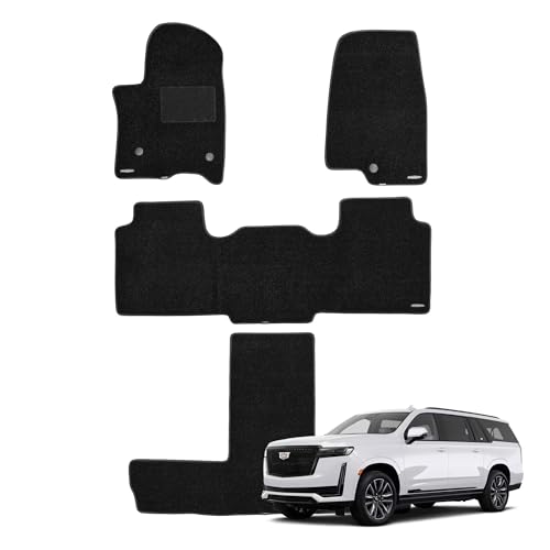 WENNEBIRD Superior Carpet Floor Mats for 2021-2026 Cadillac Escalade ESV 7 Seats (Not for 8 Seats) 0.6-Inch Ultra-Thick Noise-Reducing All-Weather Waterproof Anti-Slip 4-Pc Set