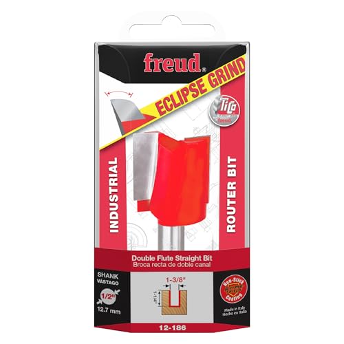 Image of Freud 12-186: 1-3 /8 inch (Dia.) Double Flute Straight Bit with 1 /2 inch Shank