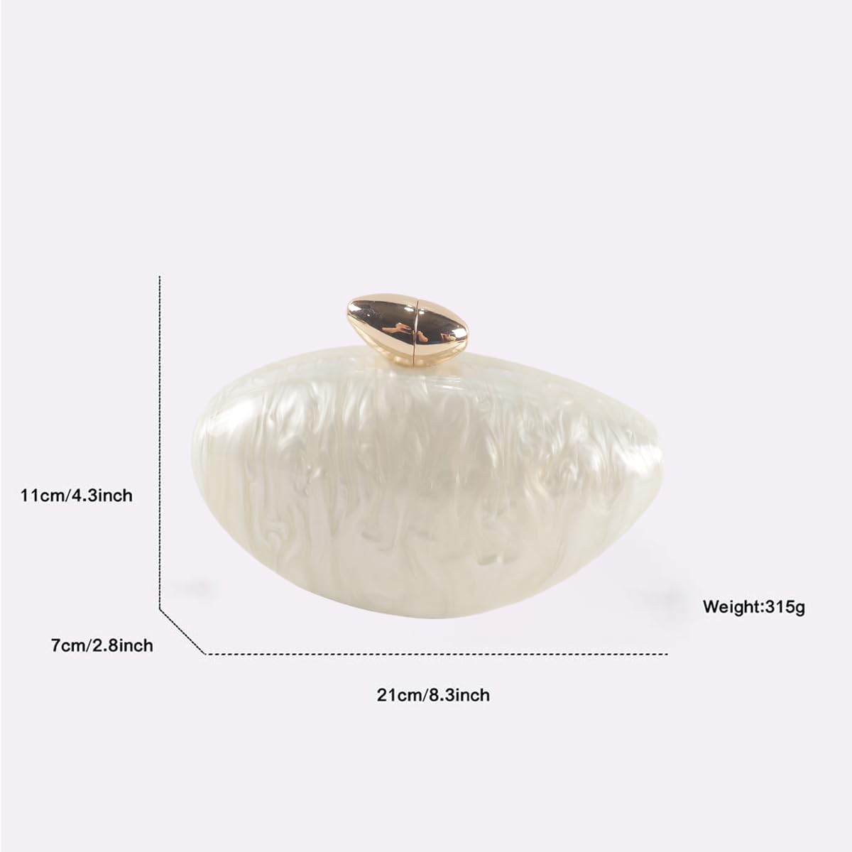 Bolso De Mano Acrílico Con Forma De Concha, Moderno Bolso De Noche Acrílico Metálico, Brillante, Tipo Huevo, Para Mujer, Para Bodas Y Fiestas.