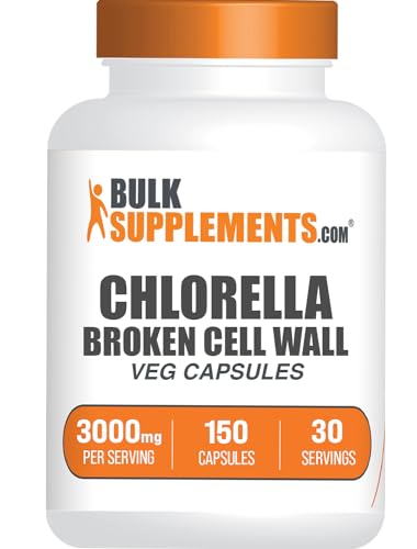 BulkSupplements.com Chlorella Capsules - Broken Cell Wall Chlorella Supplement - Superfood Supplement Vegan & Gluten Free 5 Capsules per Serving 150 Count (Pack of 1)