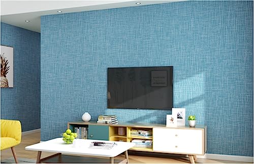 Papier peint intissé bleu paon texturé motif 3D au fini mat élégant pour salon