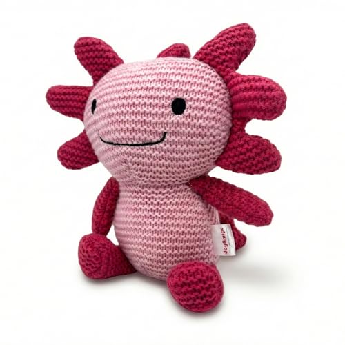 Image of Pink Crochet Axolotl Plush, 10-Inch Soft Stuffed Animal