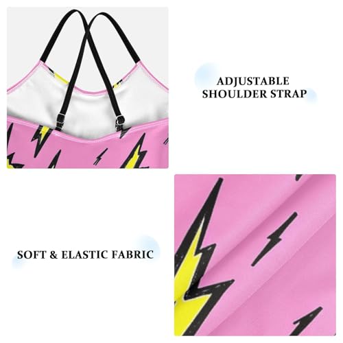 Yellow Lightning Bolts Girls One Piece Swimsuits Sport Halter Swimwear Beach Bathing Suit 3T3