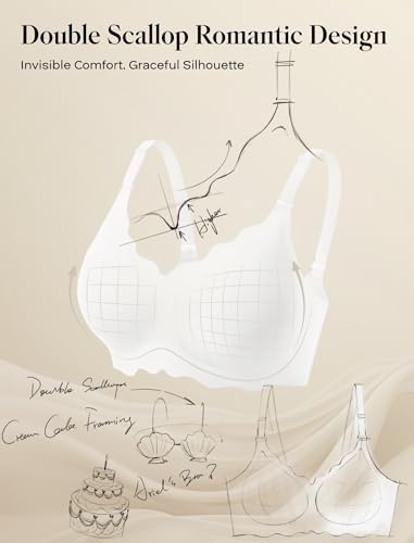 Image of COMFELIE Seamless Wireless T-Shirt Bra for Women, Full Coverage No Underwire with Deep V Neck, U-Back & Lace Trim