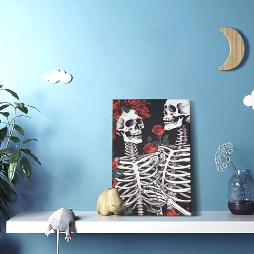 Tableau rose et squelette moderne toile imprimée haute définition