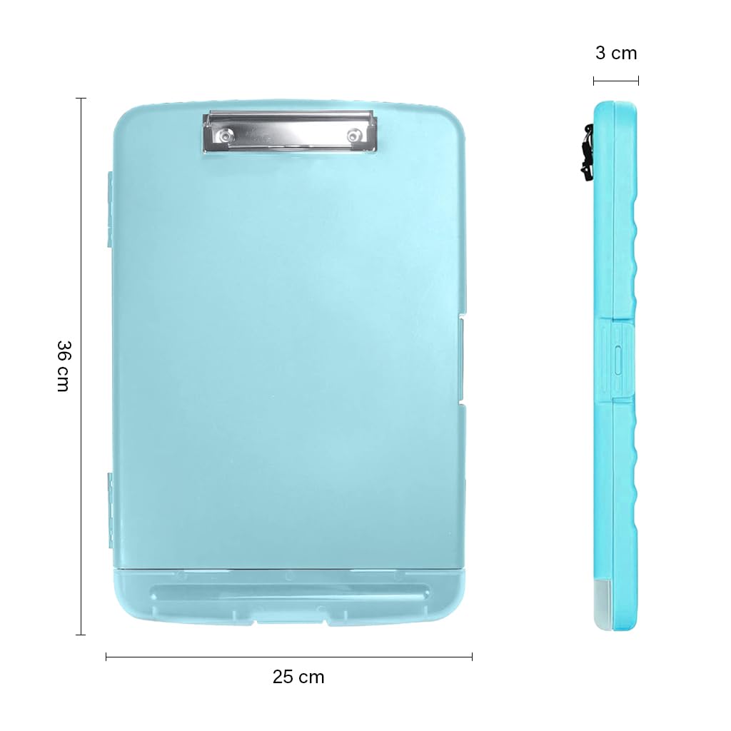 oddpod™ Moto Heavy Duty Clipboard with Side Opening/Clip Pad with Low Profile Clip for Dual Storage of A4 Papers and Pen Holder (Light Blue) 1