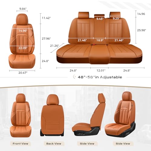 Image of Coverado Car Seat Cover, Cover for Cars Full Seat, Premium Leather, Universal Fit Waterproof Seat Protectors, Car Seat Cushion Non-Slip for Most Cars-Brown